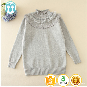 2017 neue ankunft pullover mädchen spitze shirt Prinzessin blumen nagel perlen stricken pullover für kinder und mädchen